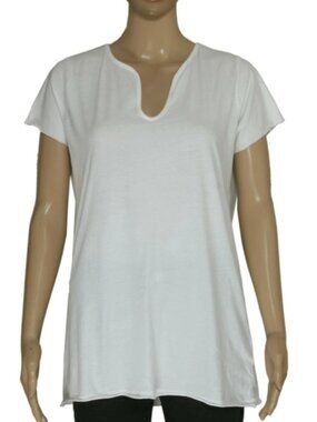Zadig & Voltaire Tunisien MC Short Sleeve White Cotton Blouse T Shirt Top L
